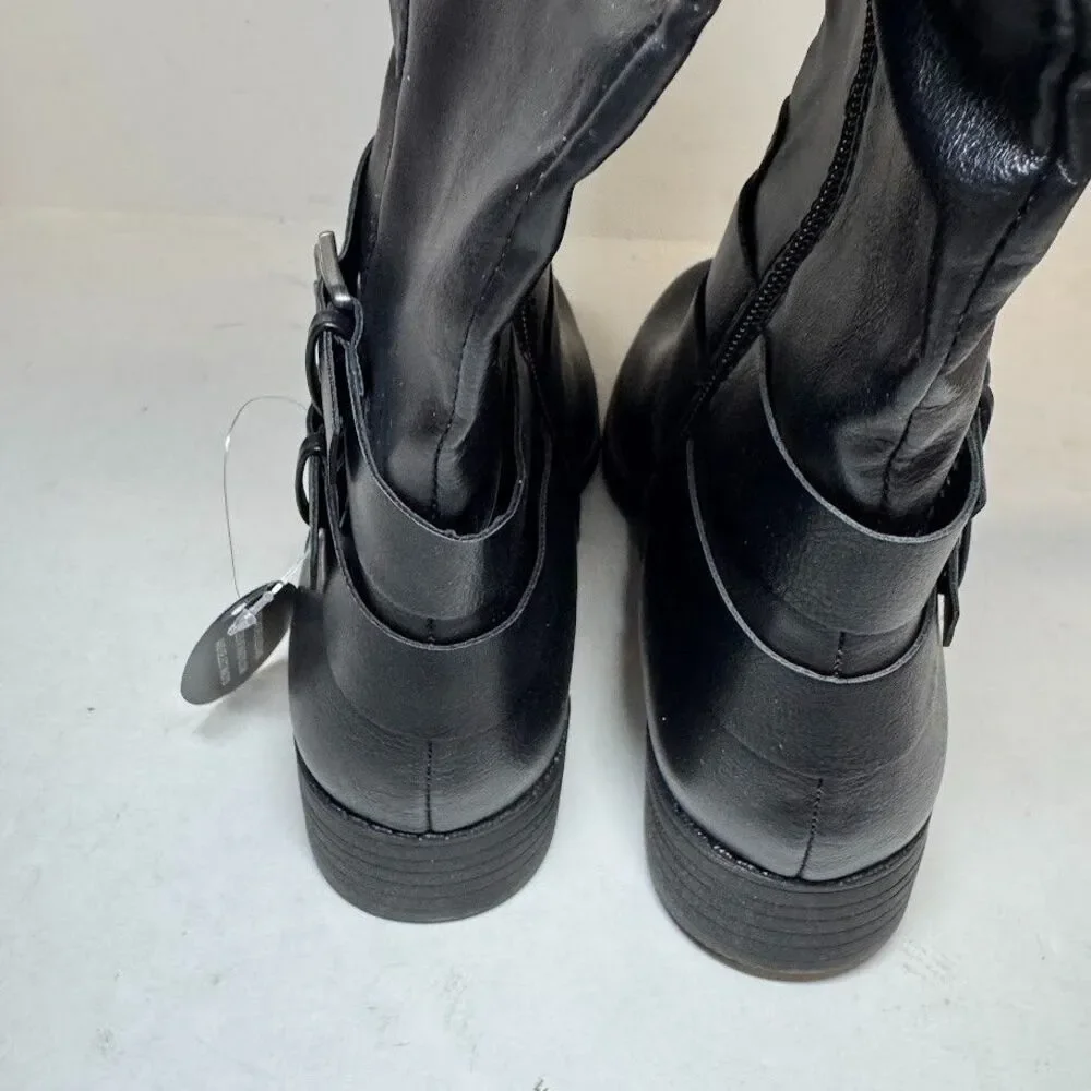 Style Co Womens 6 M Black Malia Faux Leather Knee High Riding Boots DISPLAY RX4